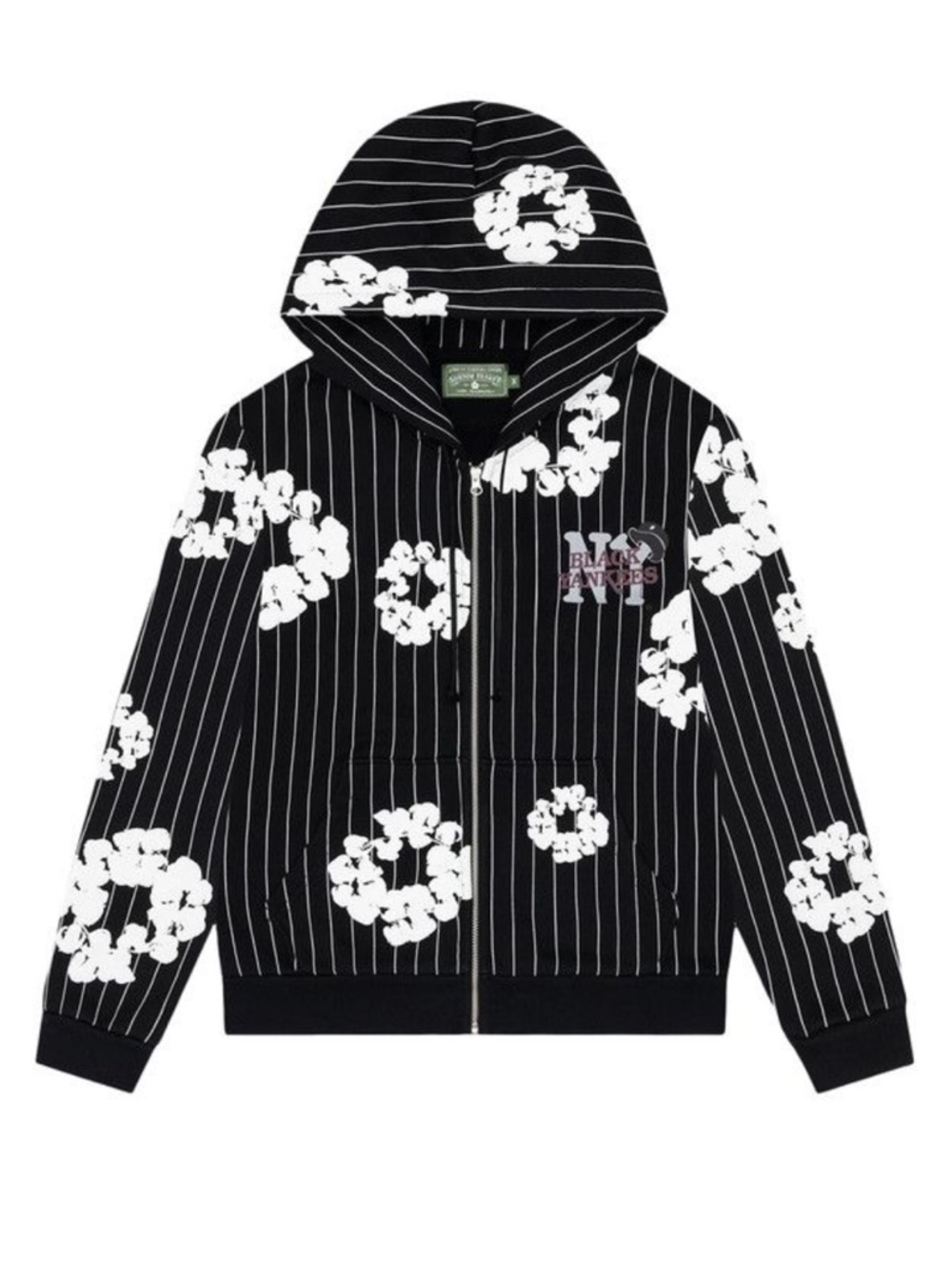 Denim Tears Yankees Pinstripe Wreath Zip Hoodie Black L NWT FW25